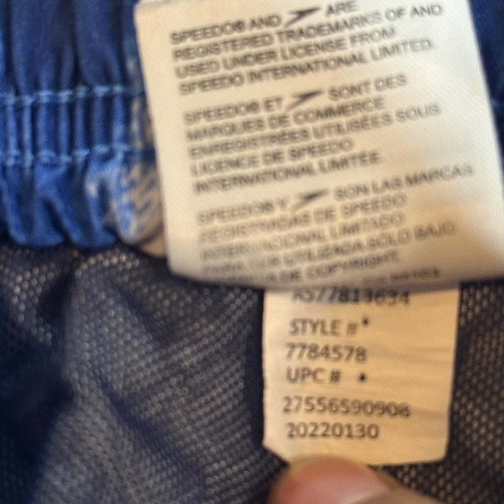 Speedo Swim Trunks Mens Small Blue White Tie Dye Board Shorts Mesh Lined 7784578 - Picture 8 of 9